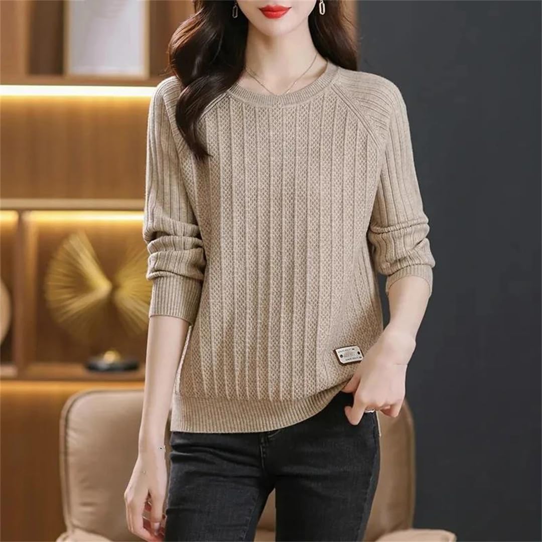 Maglione da donna a maniche lunghe lavorato a maglia girocollo alla moda