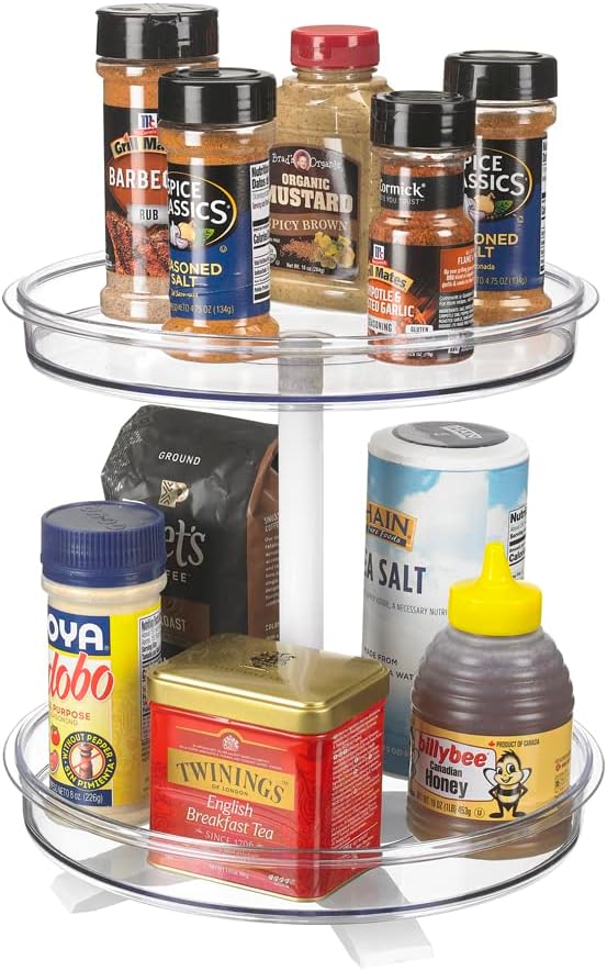 Polder 2Tier Spinner Caddy, 365 degree turntable, clear