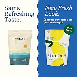 GOODONYA Organic Hydration Electrolyte Drink Mix, Certified Organic Hydration Powder, Non-GMO, Biochecked Glyphosate Free, Low Sugar, Lemonade Flavor, No Artificial Flavors, 42 Servings