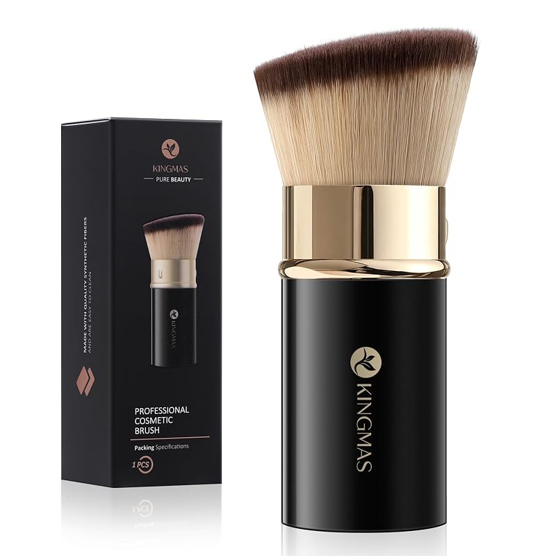 Pincel Kabuki retrátil angular KINGMAS para maquiagem facial