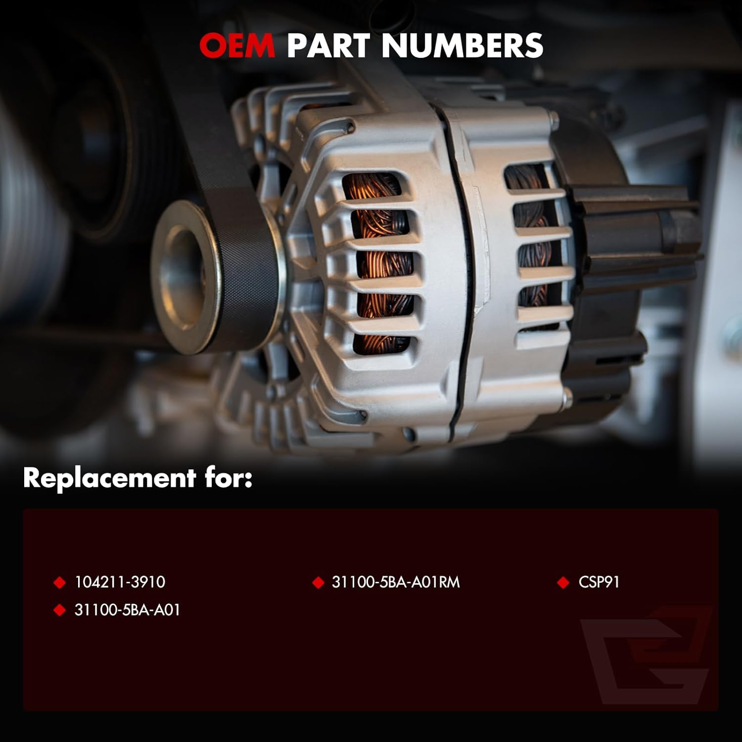 Alternator Compatible for Honda for Civic 2.0L 2016-2022, 31100-5BA-A01 104211-3910 31100-5BA-A01RM