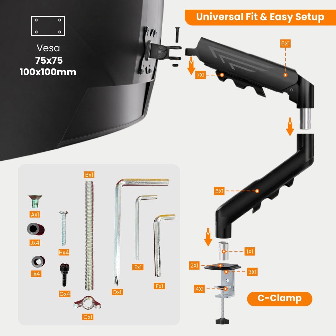 Dyazo Monitor Arm - Adjustable Desk Mount -4