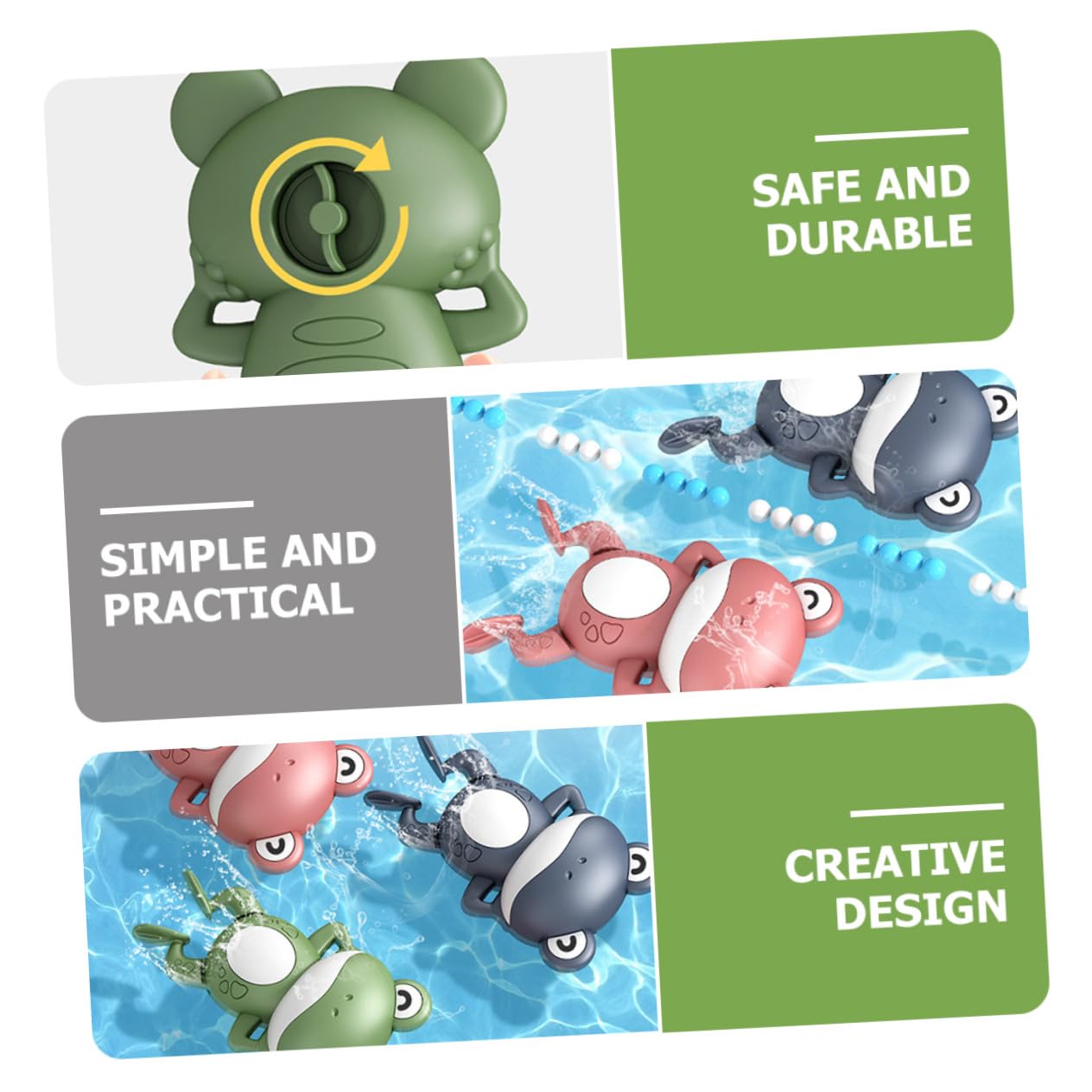 Jouets de Bain Grenouille à Remonter en Plastique, Lot de 3