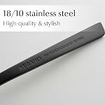 MIAMIO Cutlery Set 72 Piece for 12 People, 18/10 Stainless Steel Flatware Set with Steak Knives, Forks, Knives & Spoons, Modern Dishwasher Safe (Black)
