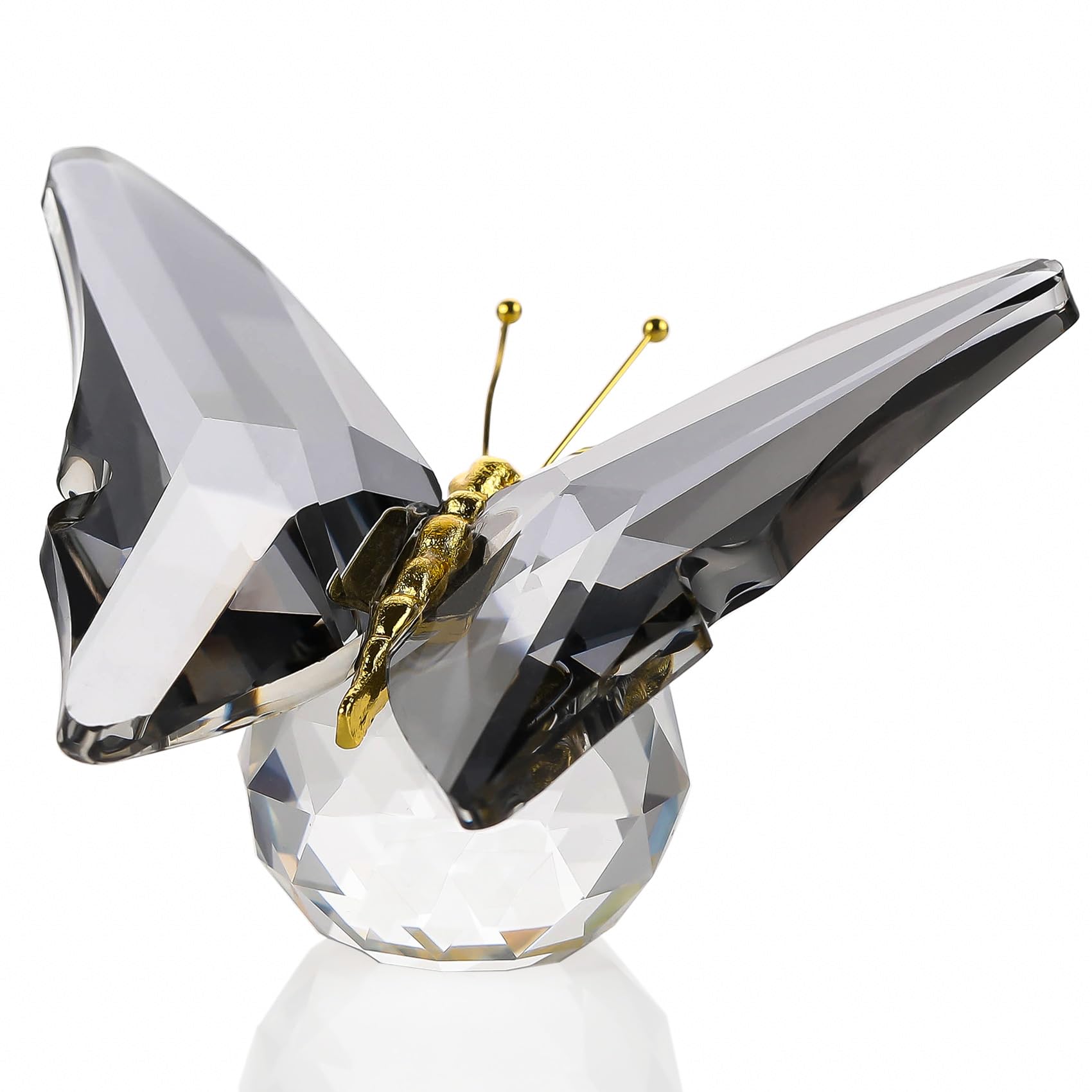 Movdyka Crystal Butterfly Decor Figurines for Mom Women, Grey Glass Butterfly Craft Desk Office Dcorations Table Centerpieces, Animal Ornaments Paperweight