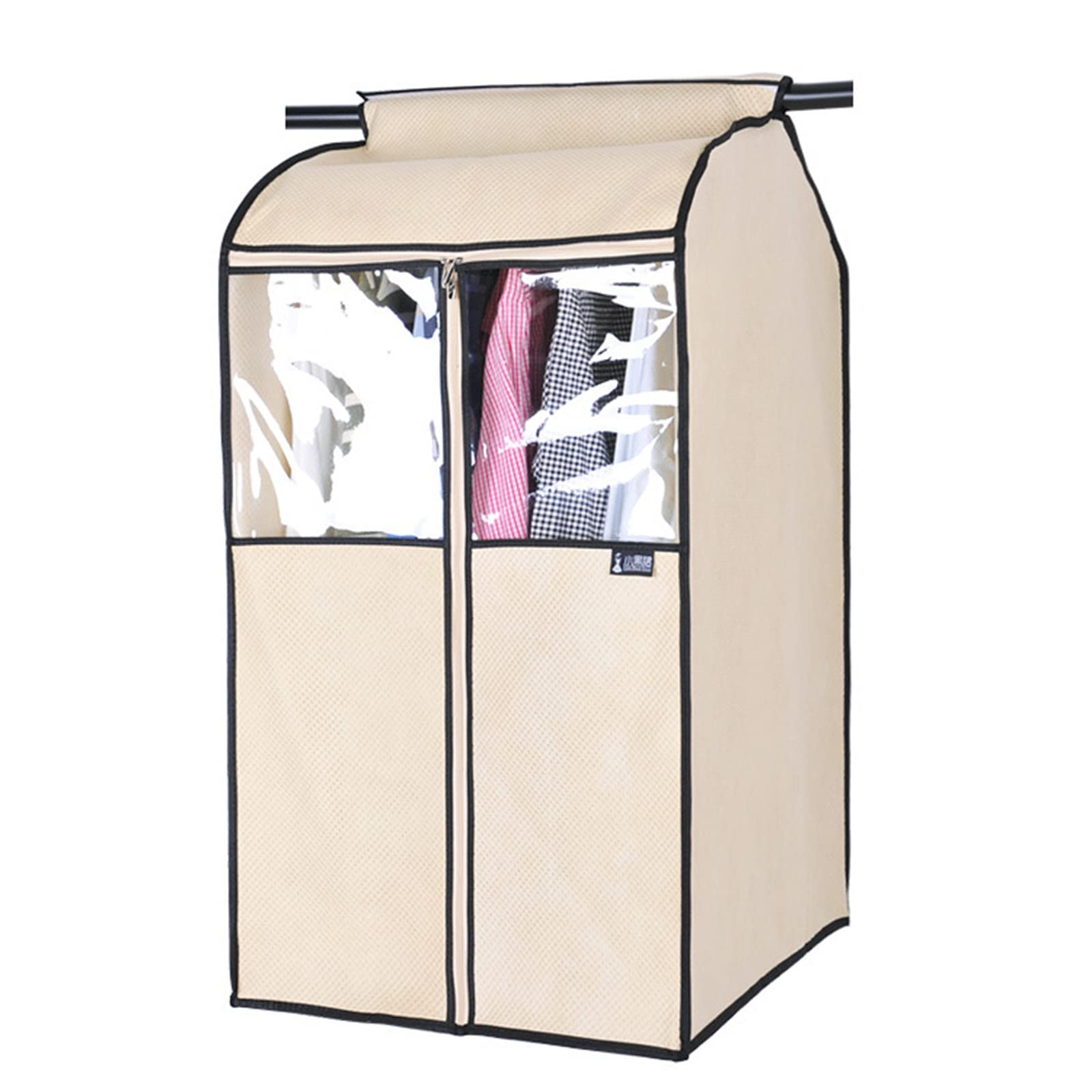 Große Kleiderhüllen, Beige, Baumwolle und Leinen, Kleidersack zum Aufhängen, Kleidung, Staubschutz, Schrankaufbewahrung,52×52×85cm