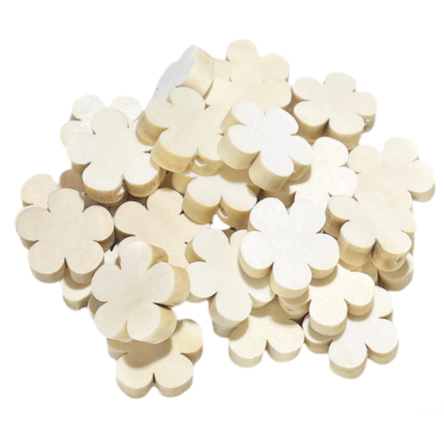 Amazon.co.jp: フラワー ウッドビーズ 縦横20mm (2cm) 穴2.2mm 塗料不