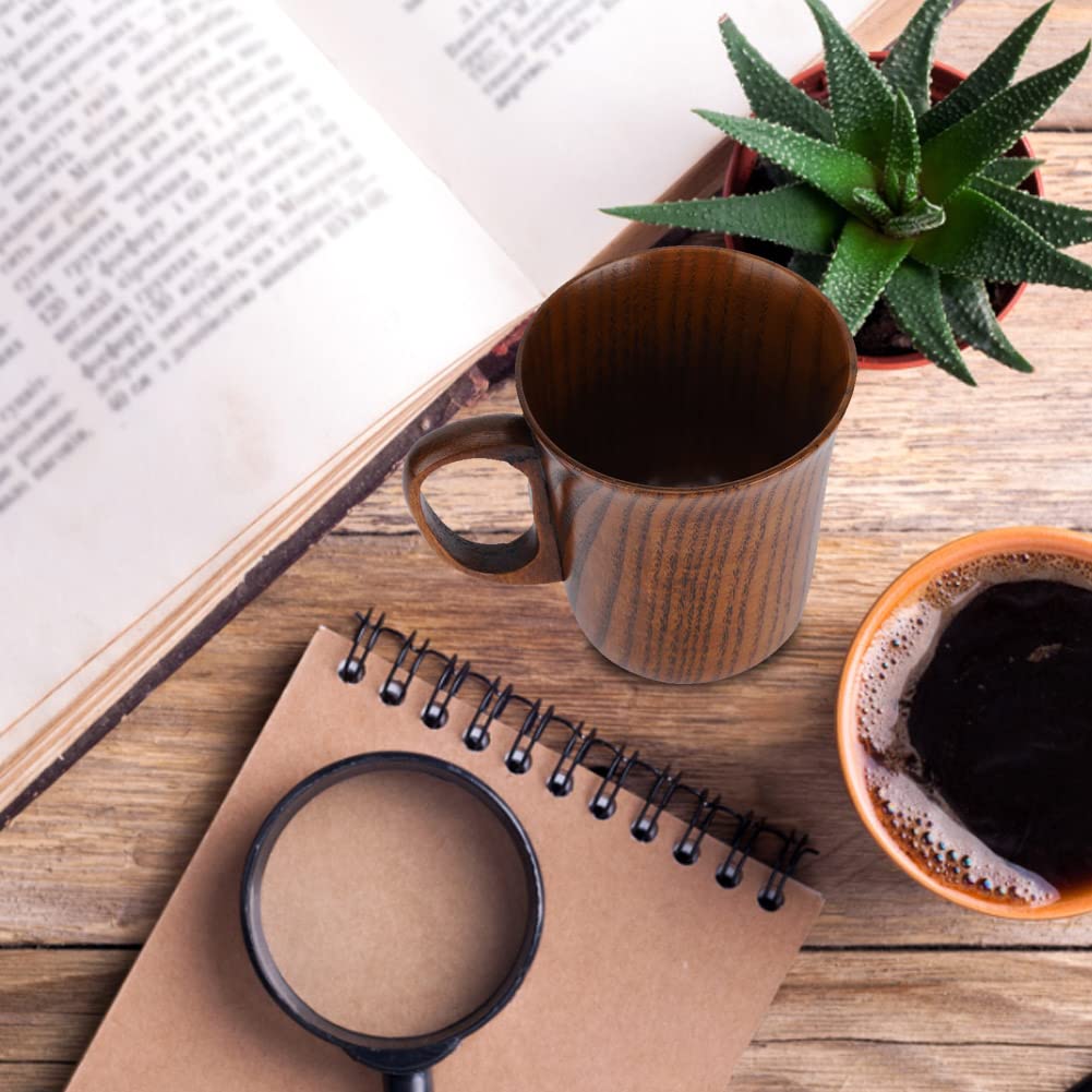 Zerodis Taza de agua de madera Taza para beber Tazas de café con mango Suministros para beber leche para el desayuno Decoración del hogar