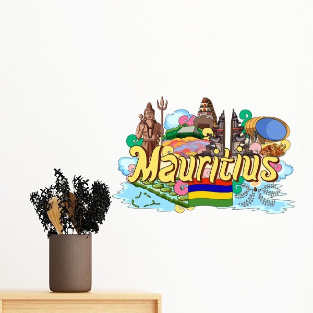 Sticker mural amovible Terre Maurice 80cm pour déco de chambre
