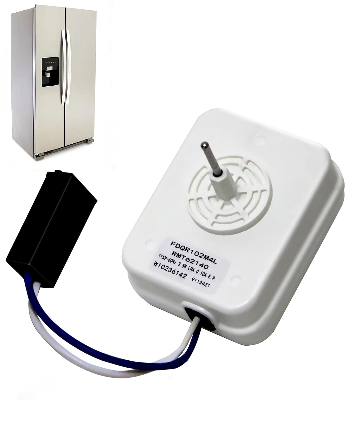 W10236142 Evaporator Fan Motor Fit for Whirlpool, Refrigerator Fan Motor WPW10236142 Fit for KitchenAid/Kenmore/Maytag/Amana Select Models, Replace 1551816 AH2372370 EA2372370 PS2372370