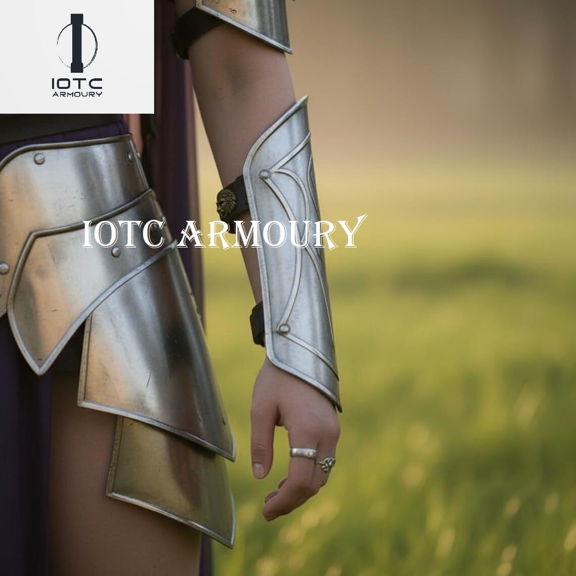 Medieval Knight LadyFull Body Armor- Female Corset,Paudldrons- Women's Lady Armor Bracers, Leg Greaves Armor Suit Cosplay & Roleplay-Female Fantasy, Halloween & Theme Party Costume Silver