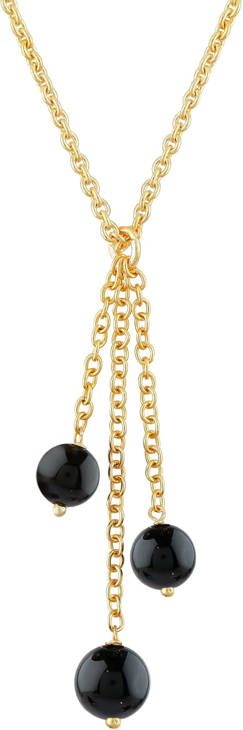 Natural Gemstone Handmade Beads Dainty Chain Pendant Necklace for Women, Healing Crystals Energy Stones Gold Plated Chain Jewelry gift| Chain 16+2 Inch Adjustable