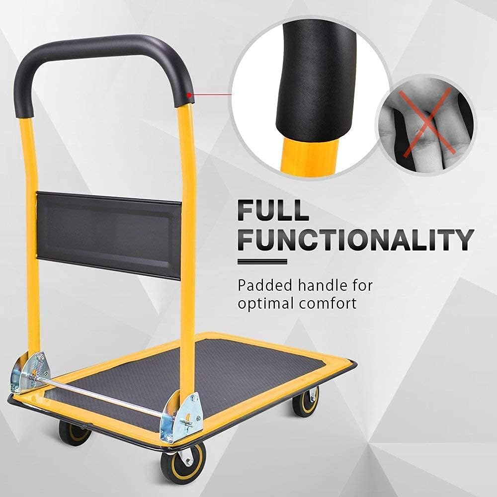 Wellmax 330lb Platform Cart Yellow and Blue