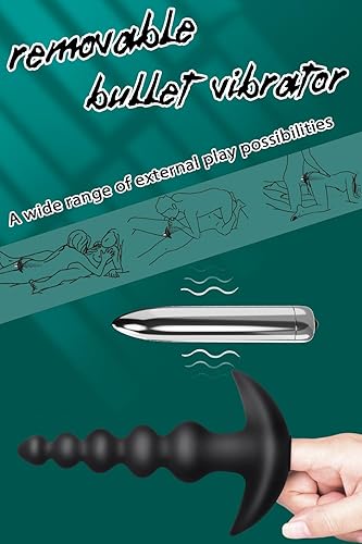 Miniatura 3 de Tapón de silicona flexible con cuentas anales vibrantes 16 modos de vibración diseño graduado juguete sexual anal vibrador impermeable para hombres