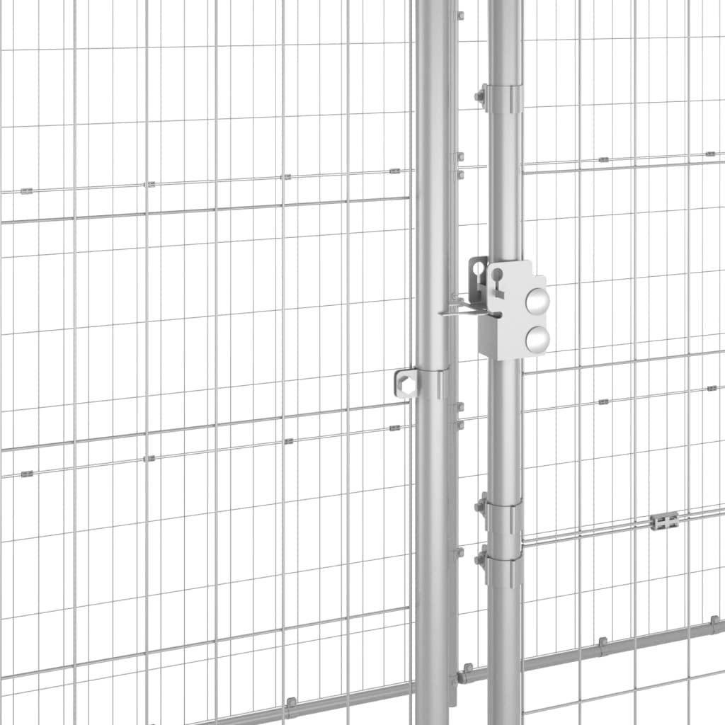 Perrera para perros de acero galvanizado de 12,1 m² con puerta con cierre, resistente cercado para perros, cachorros, mascotas, portátil, plegable, protección segura en el jardín y la