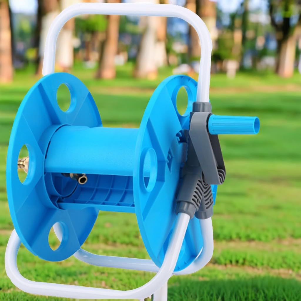 Bobina de Manguera 1/2" 45m, Carrete Portamanguera de Agua, Diseño Compacto, Manivela Manual Recogida Rápida, Previene que la Manguera se Doble, Fácil de Transportar y Almacenar