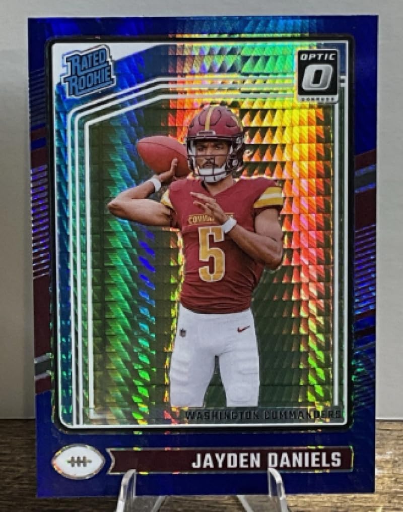 Football Trading Card 2024 Donruss Optic Blue Hyper #248 Jayden Daniels EX++ Excellent++ RC Rookie Commanders