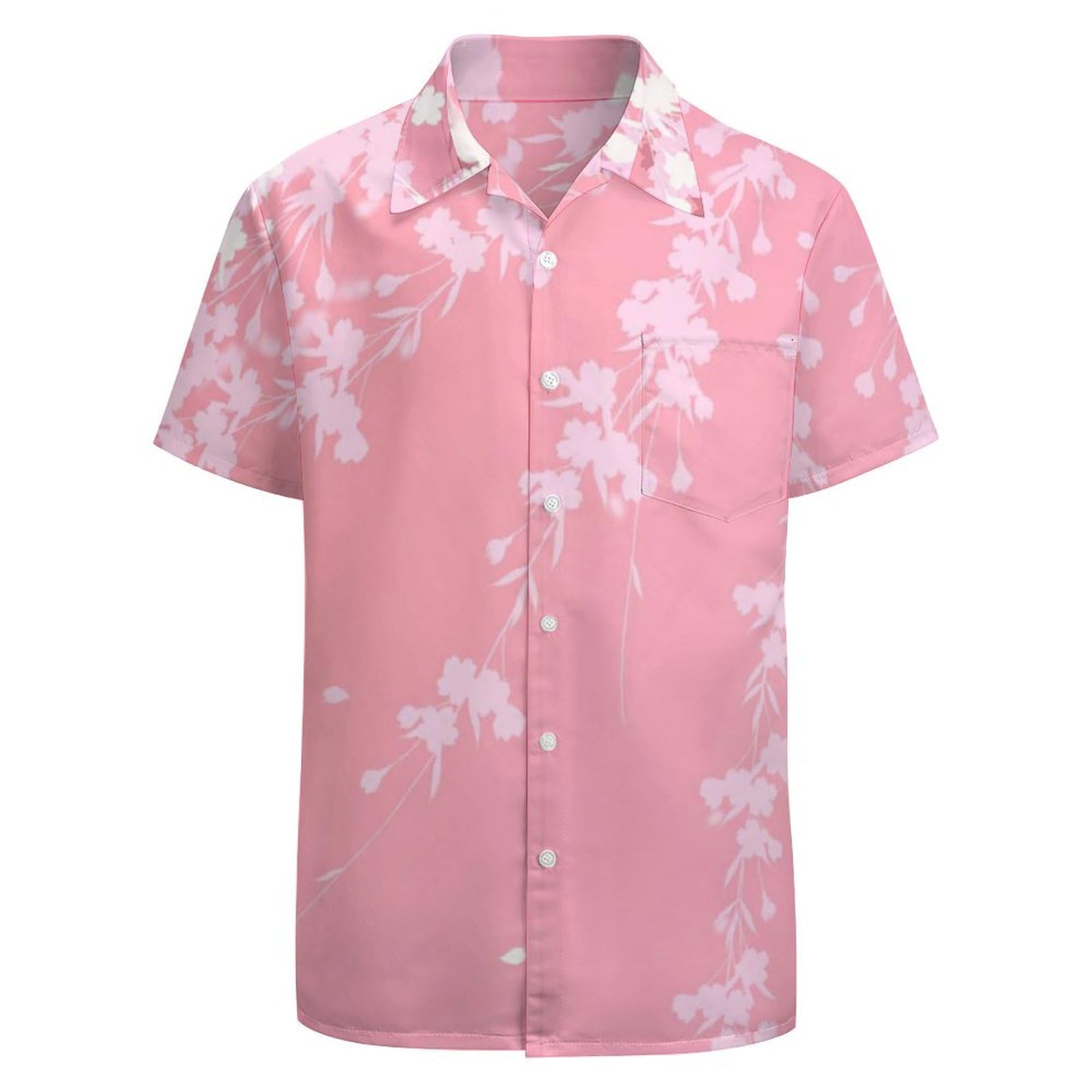 Amazon.co.jp: シャツ アロハシャツ メンズ ピンクの桜 半袖シャツ