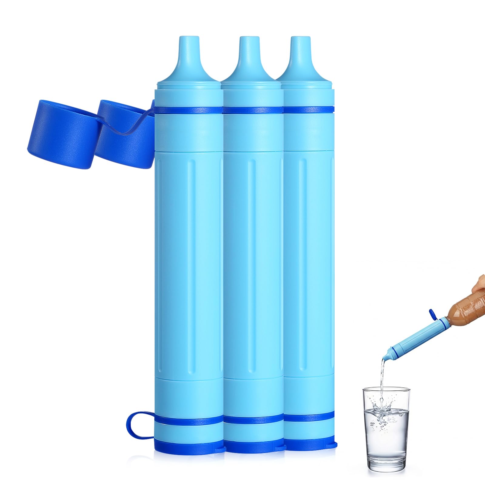 GreeShow 携帯浄水器 濾過器 アウトドア キャンプ 非常用 防災グッズ 簡易浄水器 登山用 地震 災害用 軽量コンパクト BPAフリー フィルター交換可能 再利用可能 【日本正規品】GS-28H1 3個入り