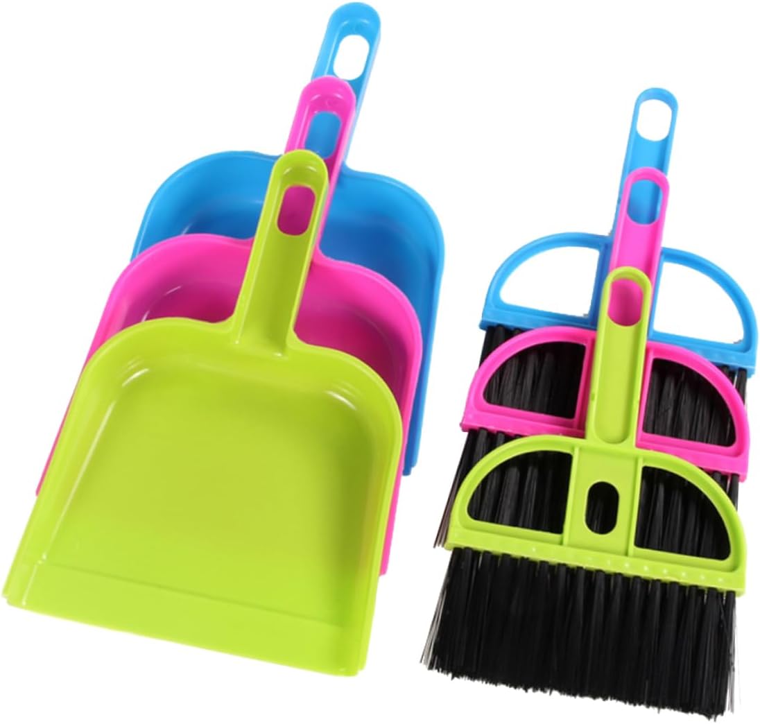 6-Piece Mini Broom and Dustpan Cleaning Set Desktop Keyboard Cleaner Dust Remover Brush for Home Office and Computer Use