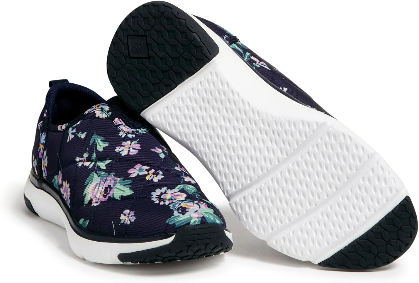 Vera Bradley Women's 2-Mile Slip-On Shoe Sneaker, Navy Garden, 8