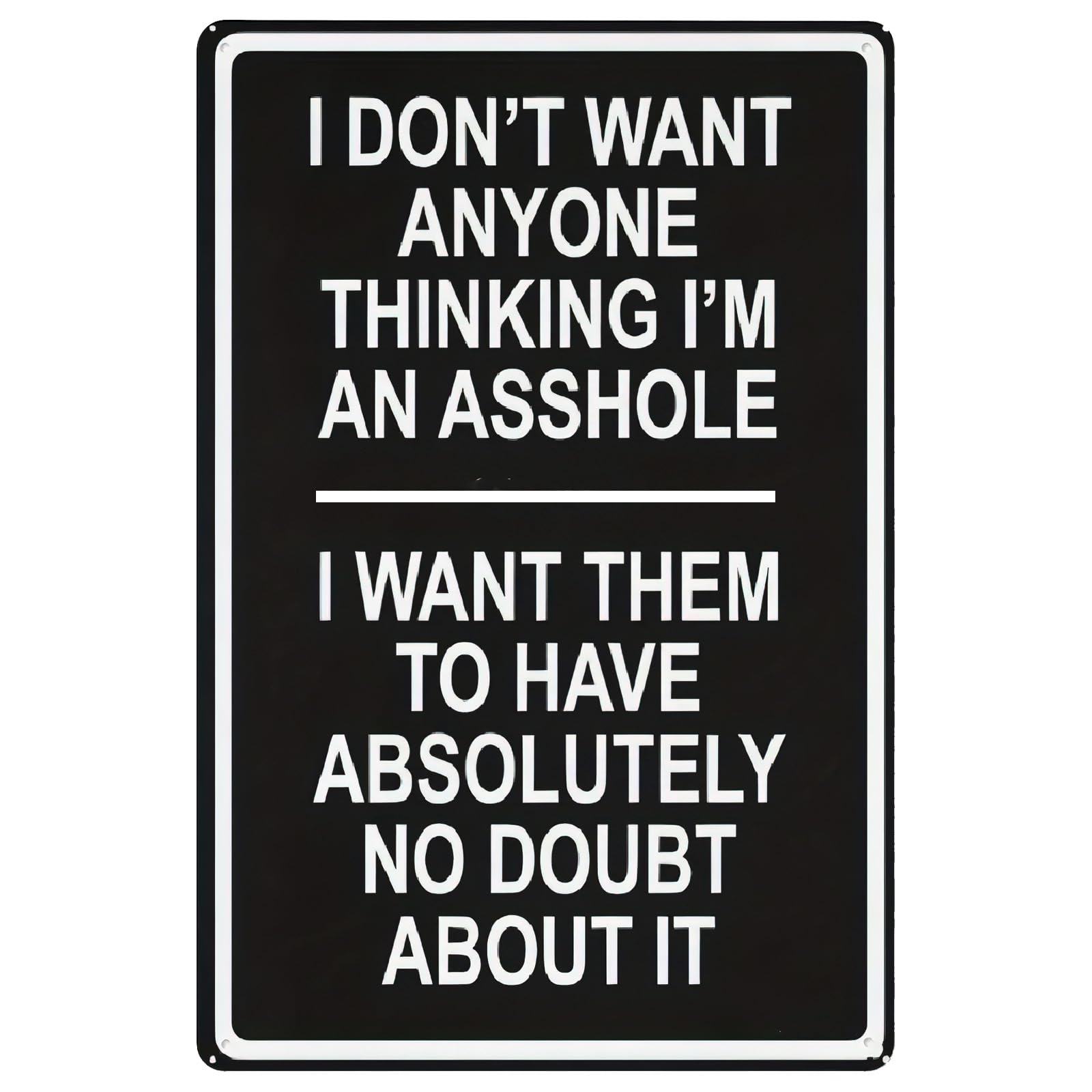 Vintage Metal Tin Sign, Funny Don't Think I'm An Asshole Wall Decor, 12x8 Inch