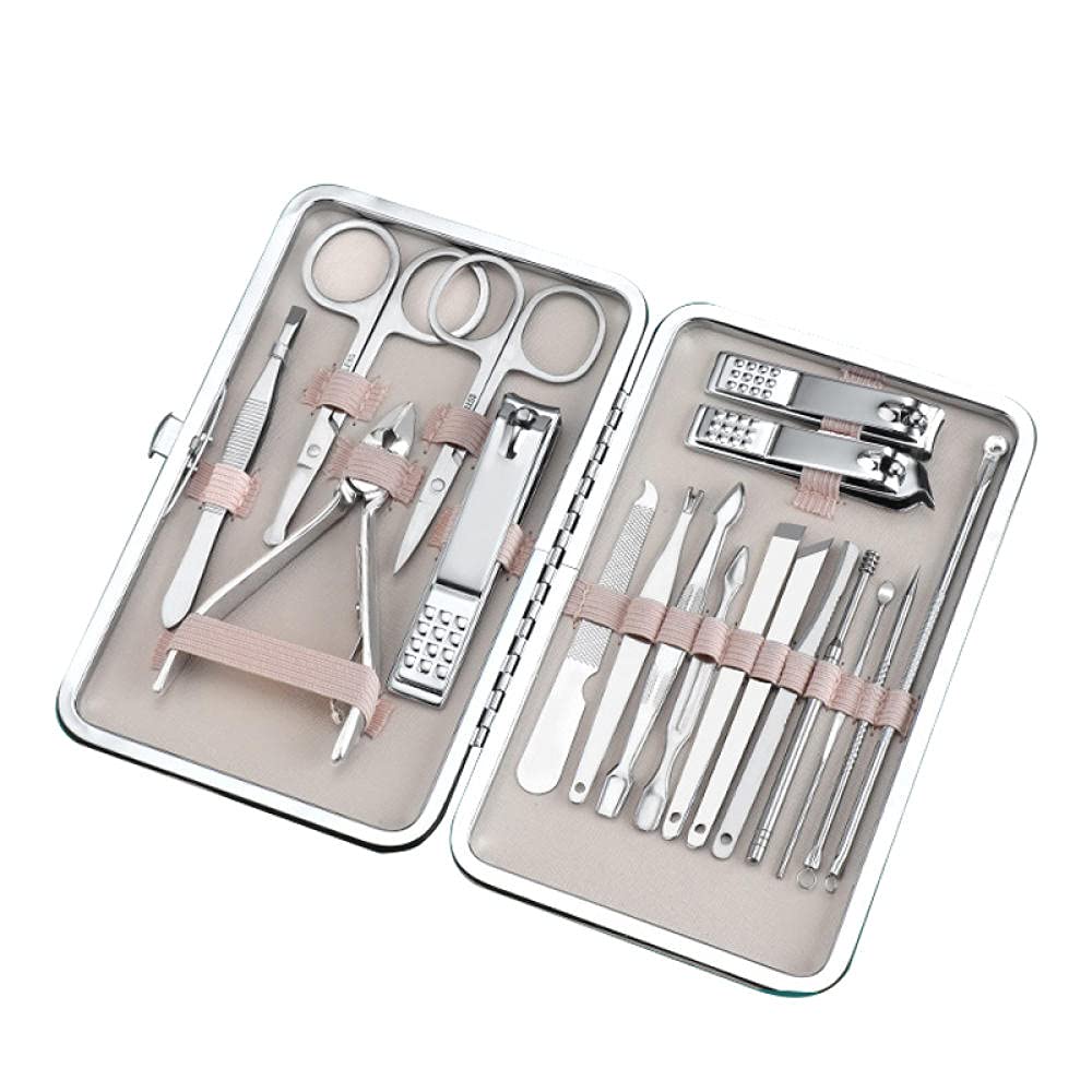 Professionelles Nagelknipser-Set 7-18-teilig, scharfer Nagelschneider aus Edelstahl, Pediküre- und Maniküre-Set mit Cortex-Metallgehäuse für Männer und Frauen, Silber, 10-teiliges Set (Silver 18)