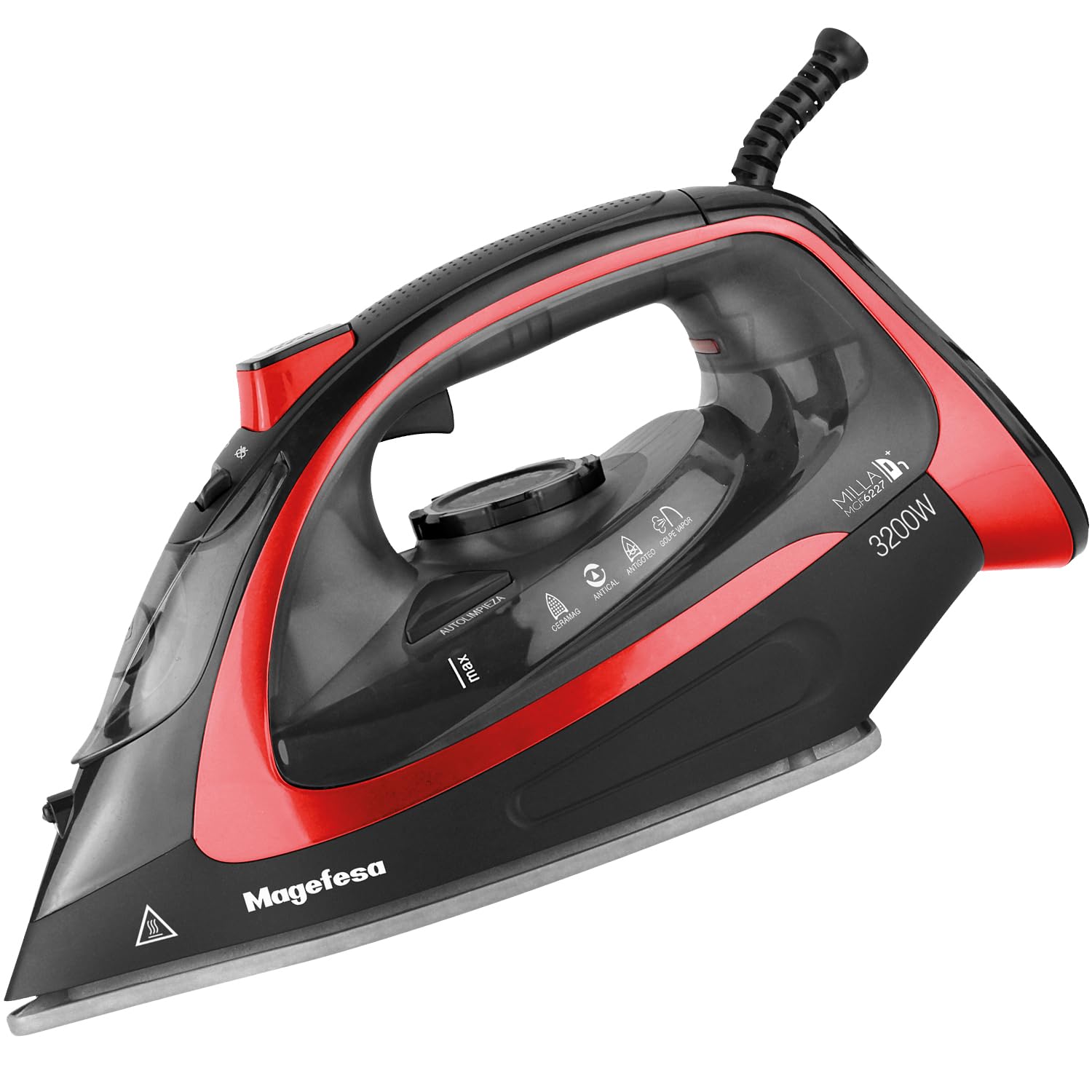 Magefesa Milla Plus - Plancha de Suela Cerámica, 3200W, 300ml, Antigoteo y Antical, Autolimpieza, Planchado en Seco y en Vapor, Planchado Vertical