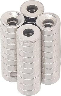 Oumefar 40Pcs Strong Rare Earth Magnets with Countersunk Hole M3 Neodymium Magnet Round Neodymium Magnet for Locker Refrigerator Cruise Crafts DIY