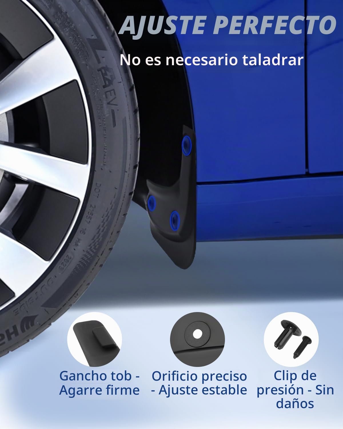 [4 Piezas] Guardabarros para Tesla Model 3 2024 2025, Model 3 Highland Protectores de Guardabarros Delantero y Trasero, Accesorios Mud Flaps con Tornillos de Montaje, No Necesita Taladrar