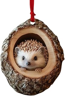 Comprar Colgantes acrílicos para árbol de Navidad, adornos de Navidad de animales, mapache, búho, ardilla, erizo, conejo, pájaro, diseño de agujero de árbol, adornos colgantes para árbol de Navidad 2D para