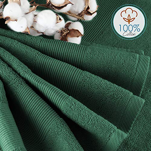 Image of Hearth & Harbor Bath Towels for Bathroom - 100% Ring Spun Cotton Luxury Bathroom Towels - Ultra Soft & Highly Absorbent, Bath Towels Set of 10 - Hunter Green