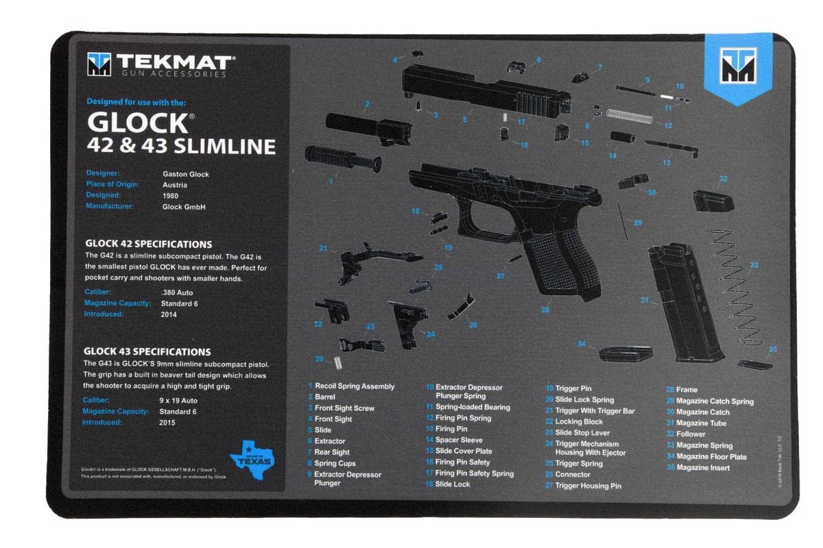Tekmat Glock 42/43 Gun Cleaning MAT Blue