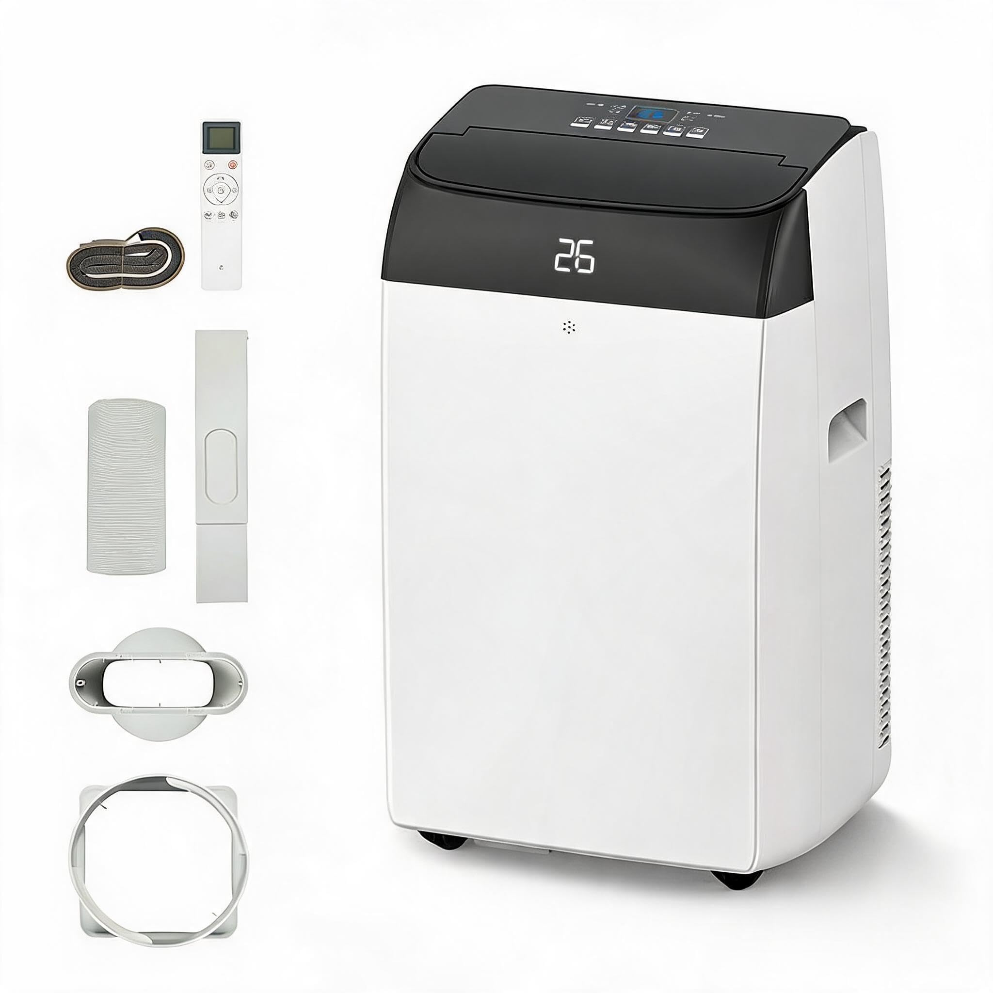 Justsmart White 12000 Btu Portable Air Conditioner With Heat - 4-In-1 Cooling, Heating, Dehumidifier, Fan, 45L Dehumidification, And Quiet Operation