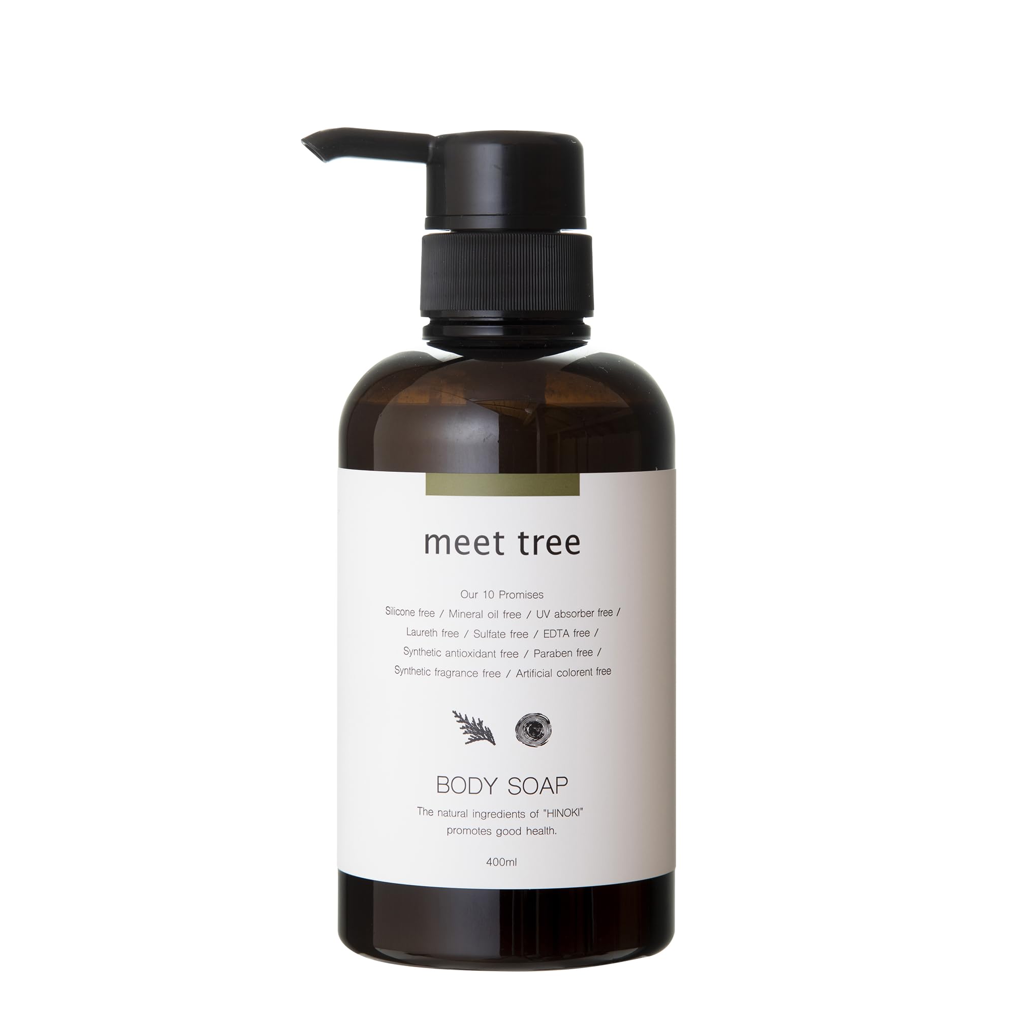 Meet Tree Body Soap, Cypress Scent, 13.5 fl oz (400 ml), Organic Hinoki Cypress, Essential Oil, Aroma, Moisturizing Bottle, Moist