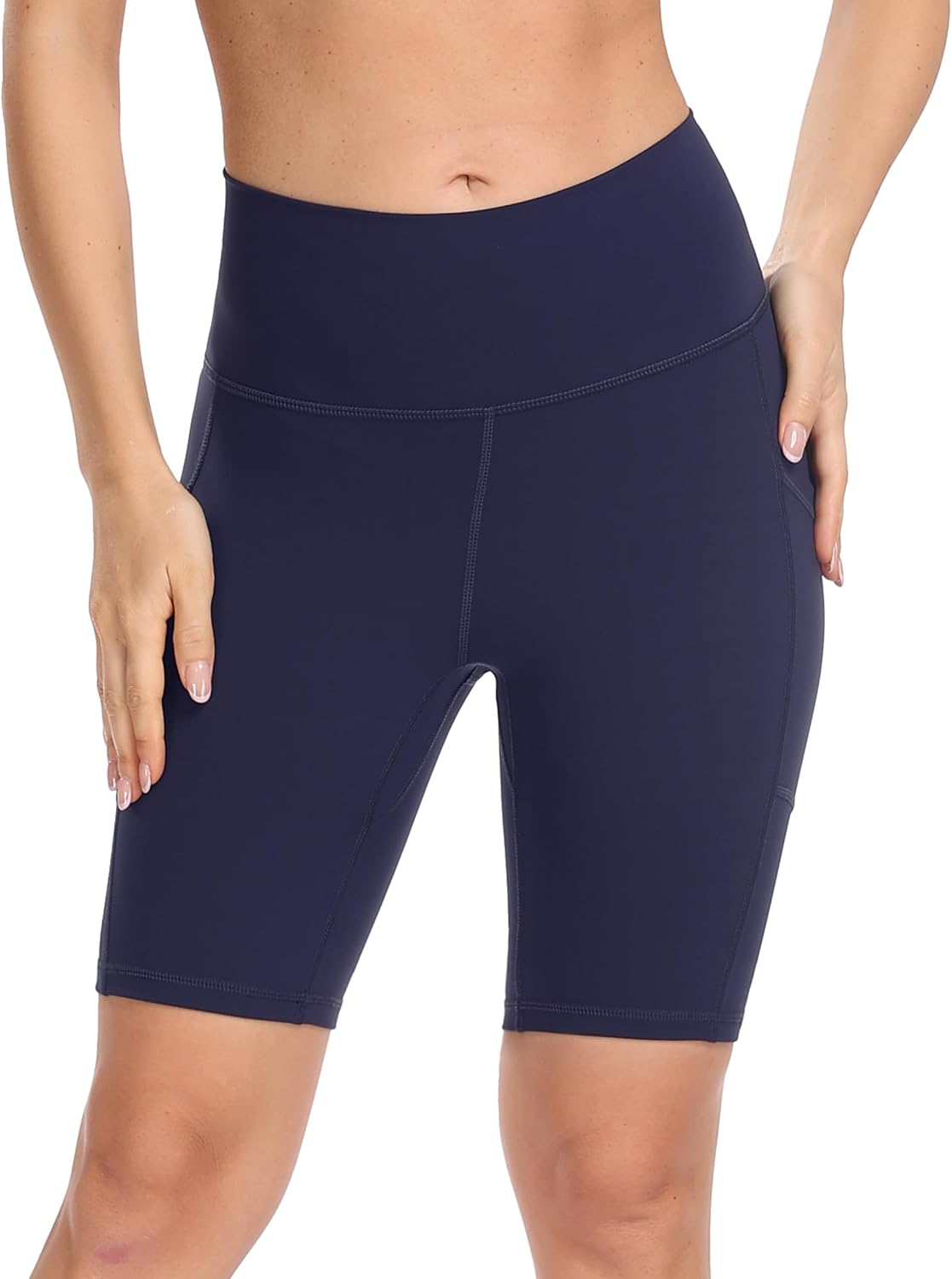 YUNOGA Womens High Waist Biker Shorts with Pockets 6"/8" Yoga Shorts Gym Workout Running Spandex Shorts