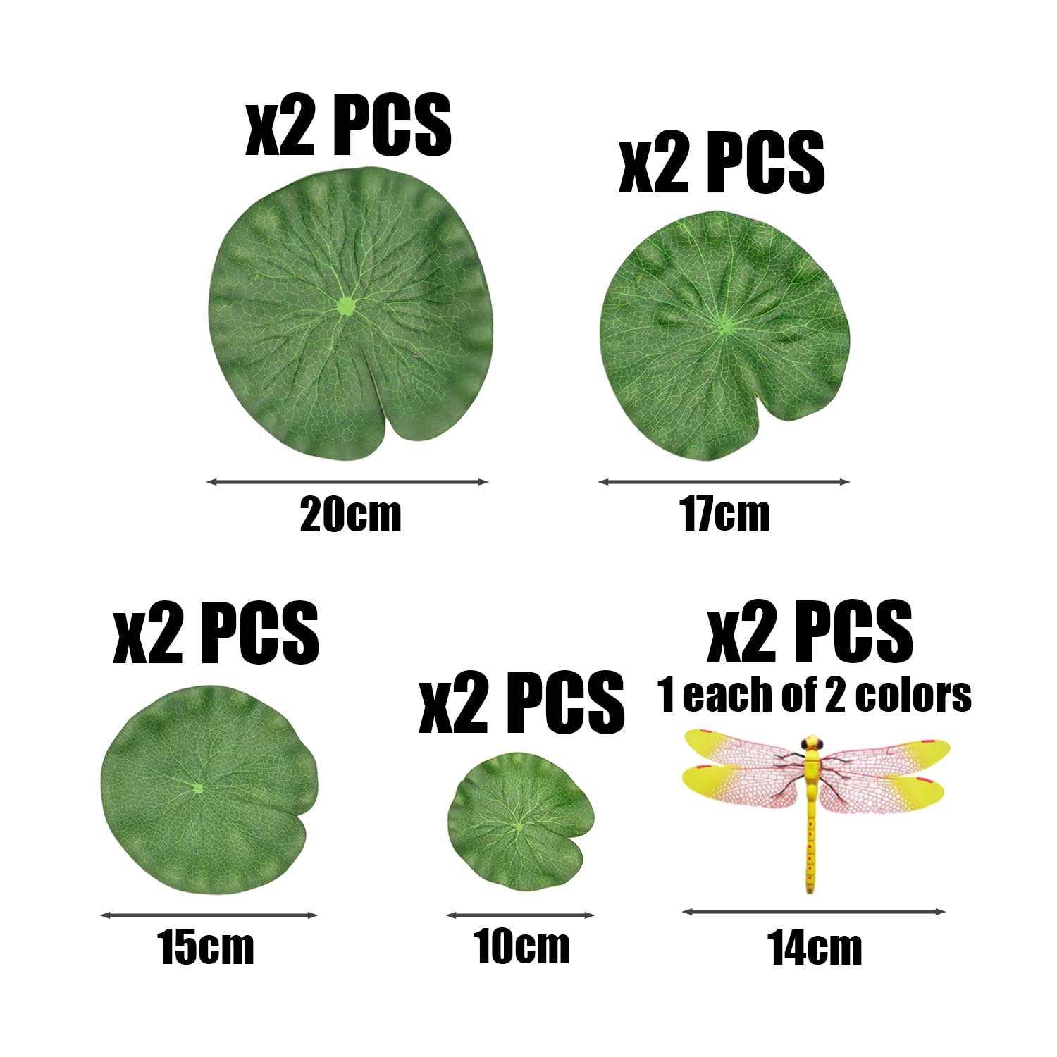 8 Simulated Lotus Leaves, 2 Decorative Dragonflies, Floating Lotus Leaves, Placed Lotus Leaves, Fish Tank Landscaping Ornaments, Artificial Lotus Leaves, Suitable For Fish Tank, Pond Decoration - Image 2