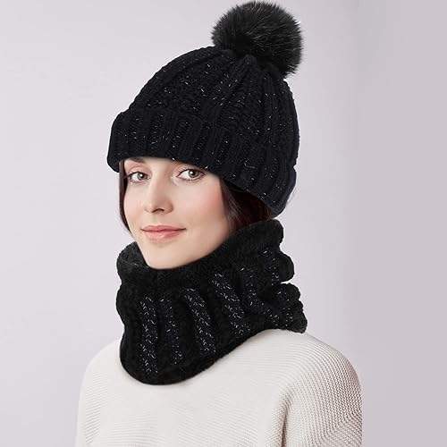 Vista 6 de 5 Pieces Women Winter Ski Outing Set, Knit Hat Scarf Gloves Earmuffs Stockings