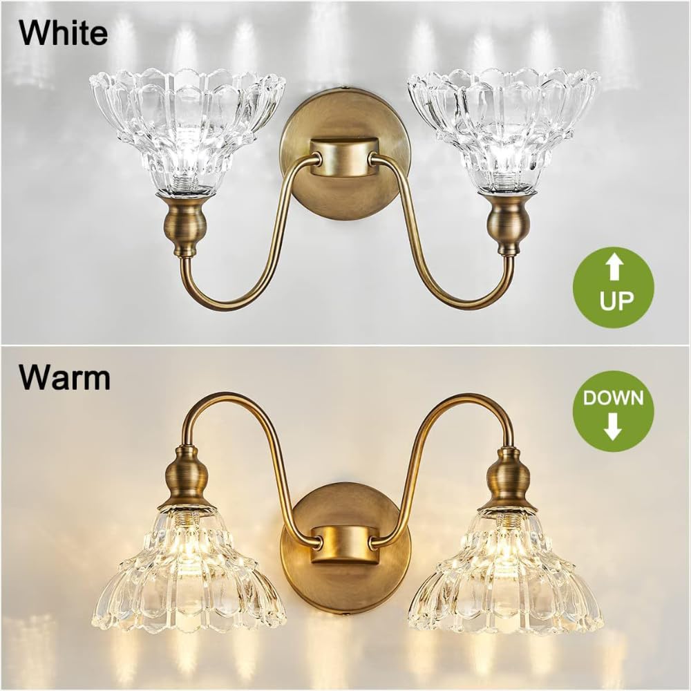 XINYASEE Aplique Pared Cristal Interior, G9 Lámpara Cuarto de baño de Pared Decorativos, Lámpara Iluminación de Lujo para Sala de Estar, Dormitorio, Hotel (Oro, Doble cabeza)