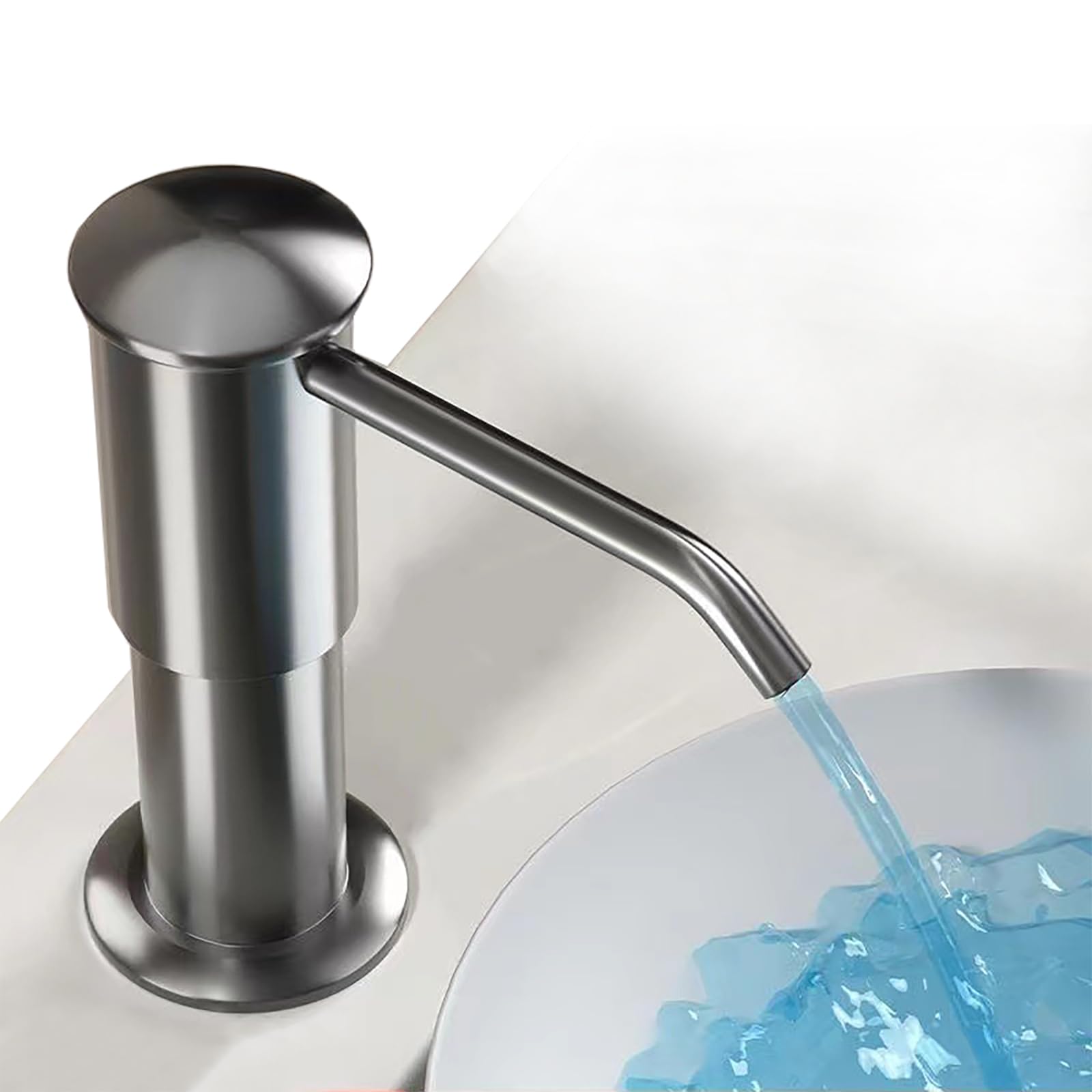 [XMJAS-FURN] Dispensador de jabón para fregadero de cocina, dispensador de jabón de platos con kit de tubo de extensión de 39.4 pulgadas, dispensador de jabón de manos boquilla sólida gruesa (gris)