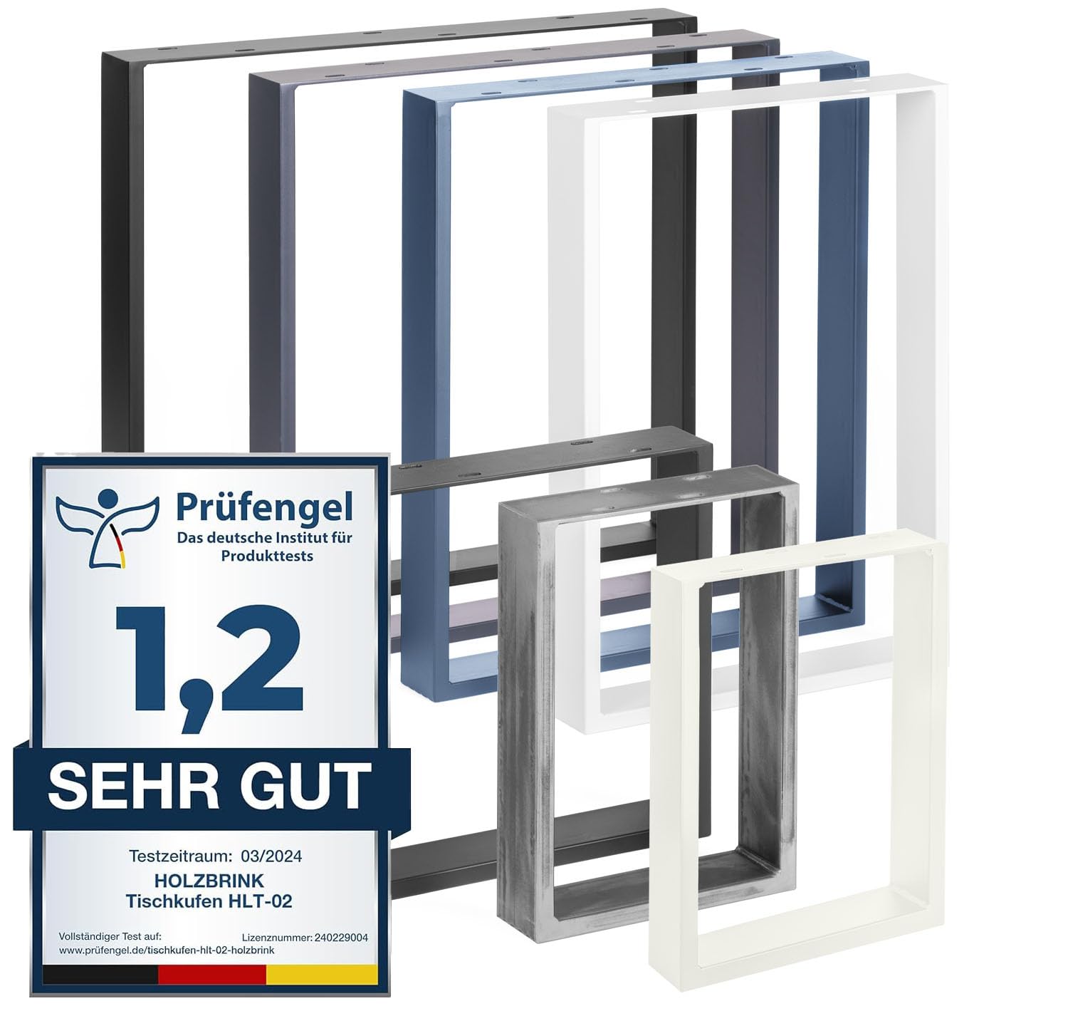 HOLZBRINK Tischbeine Metall Schwarz | Tischkufen/Tischgestell für Couchtisch, Esstisch, Schreibtisch, Sitzbank | 2 Stück Möbelfüße 50 x 72 cm