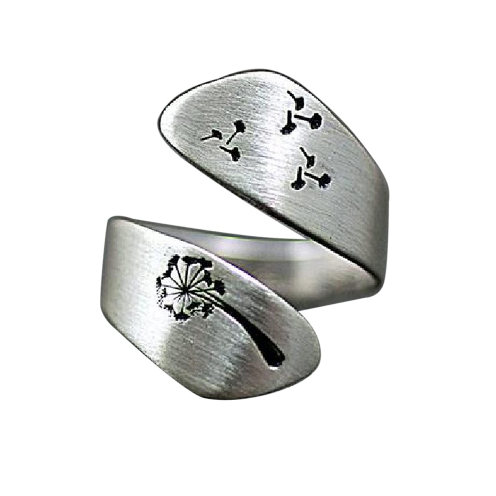 Anello dente di leone Dente di leone Anello aperto regolabile Unico Fidanzamento Anniversario Wrap Anello a fascia aperta per le donne Uomini Dainty Finger Jewelry Argento