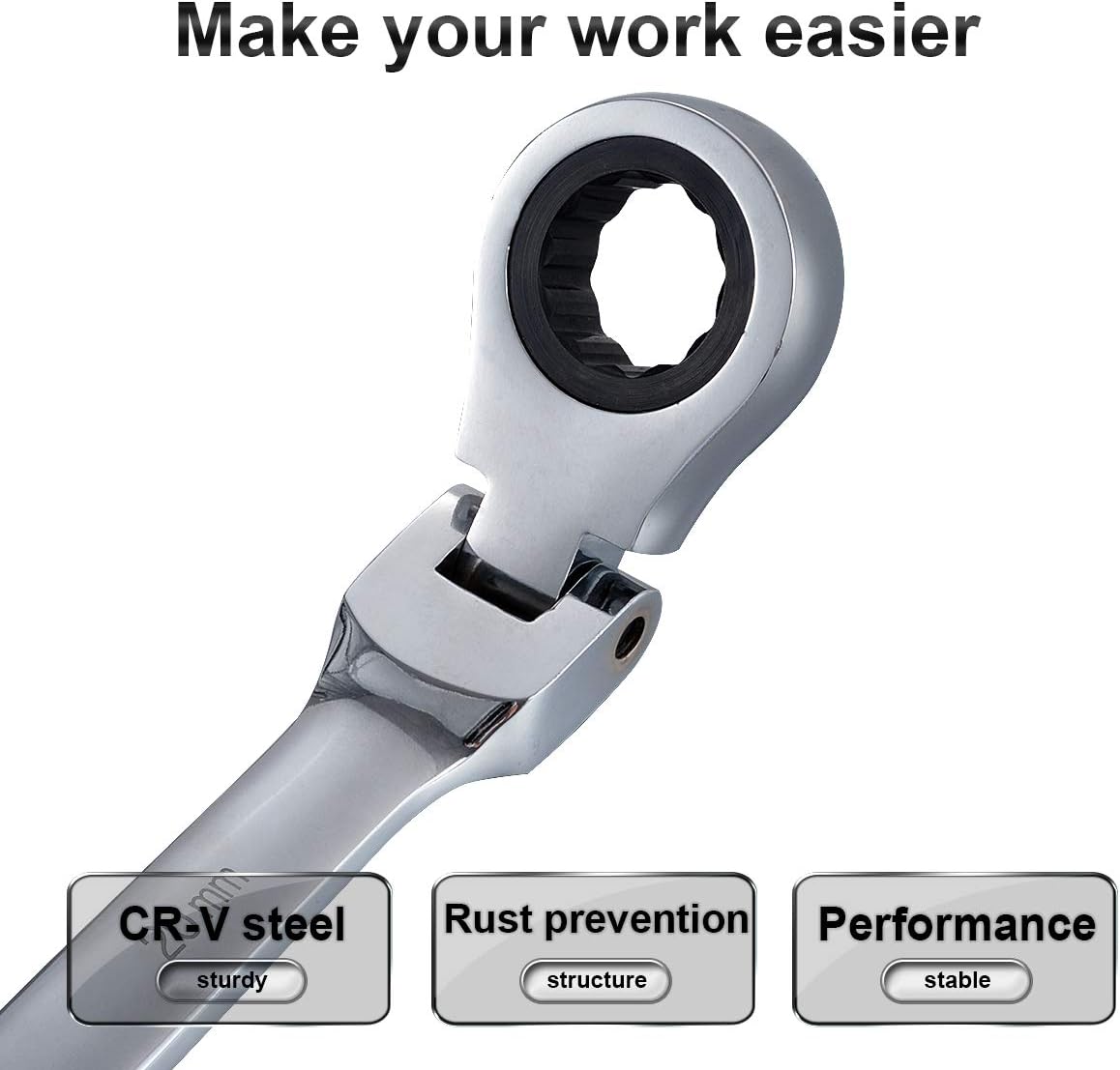 KATUR 20mm Ratcheting Wrench Set Flexible Pivoting Head Ratchet Combination Spanner Wrench Chrome Vanadium Steel Metric Tool (20mm)
