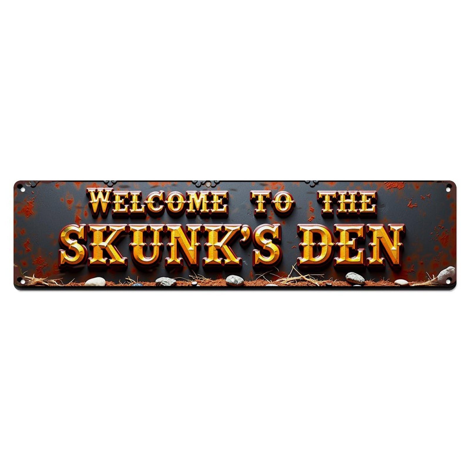 Welcome To The Skunks Den Vintage Tin Sign Retro Metal Wall Decor Metal Poster, Home Bar Garage Farmhouse Cafe Wall Art Decoration 4x16Inch