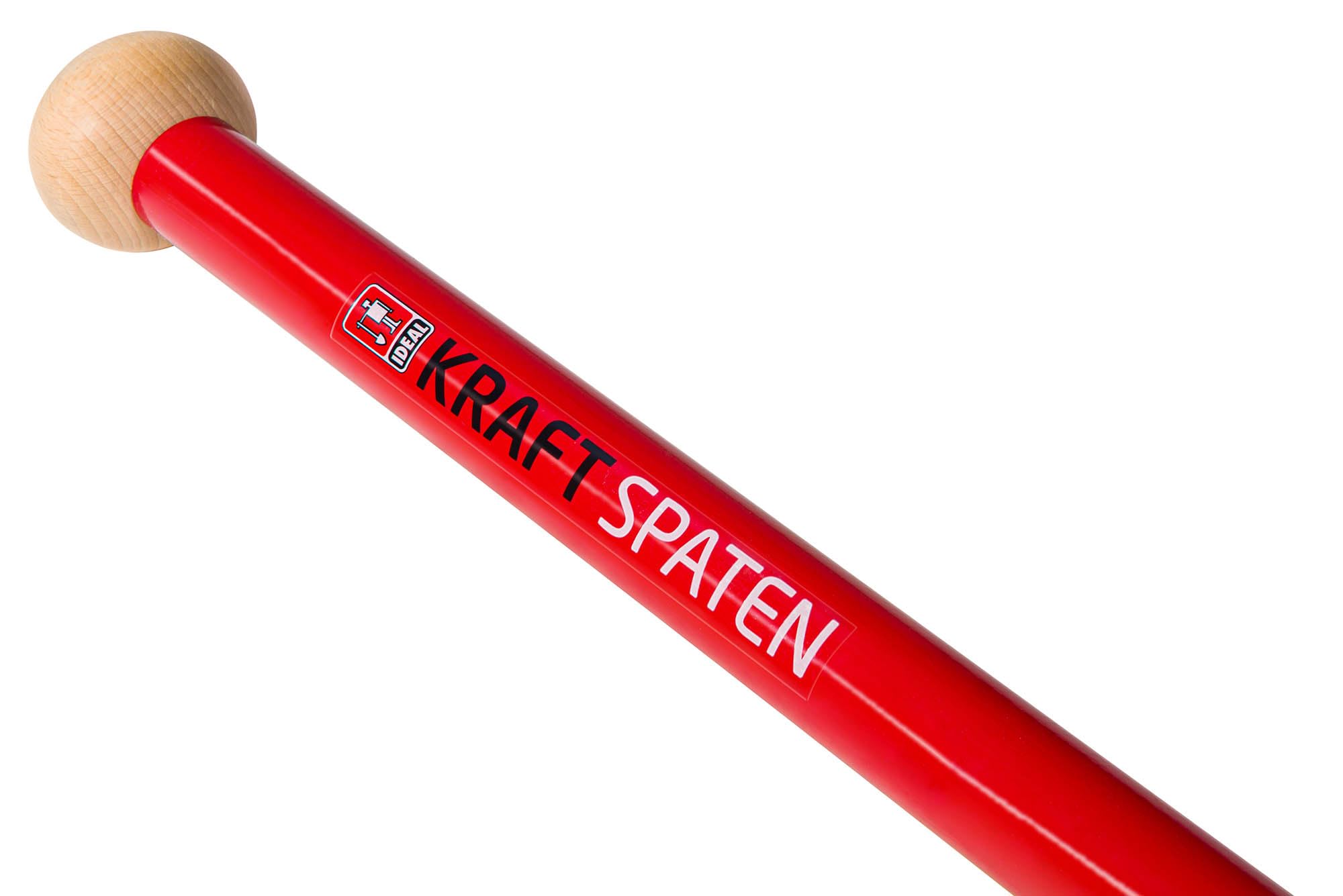 KRAFTSPATEN | für härteste Erdarbeiten mit Hebelwirkung von über 2 t | extra Starkes Spatenblatt, scharf angeschliffen, ohne Tritt, Stahlrohrstiel 92 cm mit Hartholzknauf | von IDEALSPATEN