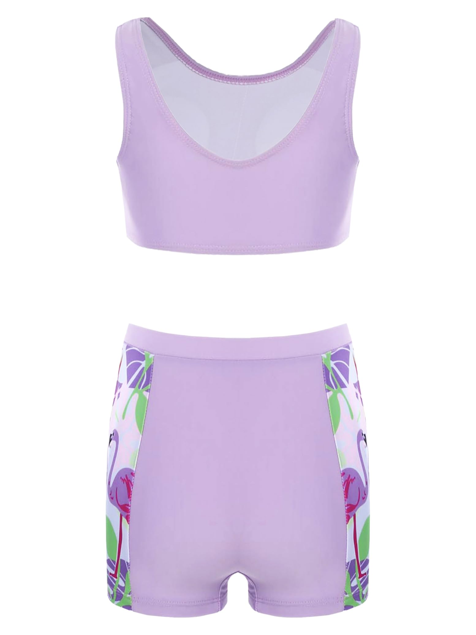Yihuimin Kids Girls 2-Piece Hot Spring Beach Swimsuit Cute Print Rash Guard Sun Protection Swimwear Purple 9-10 Years
