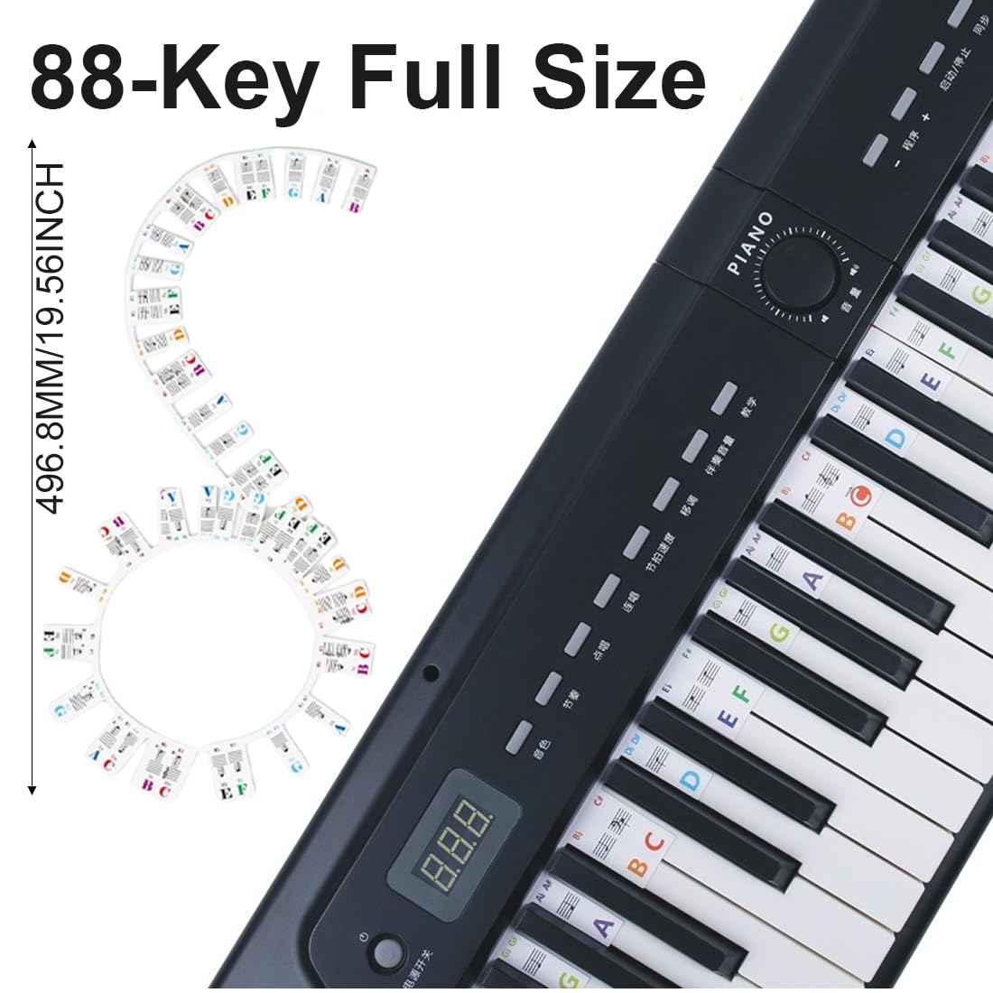 GNHG Piano Numérique, Autocollant Piano, Synthetiseur, Débutants, Piano