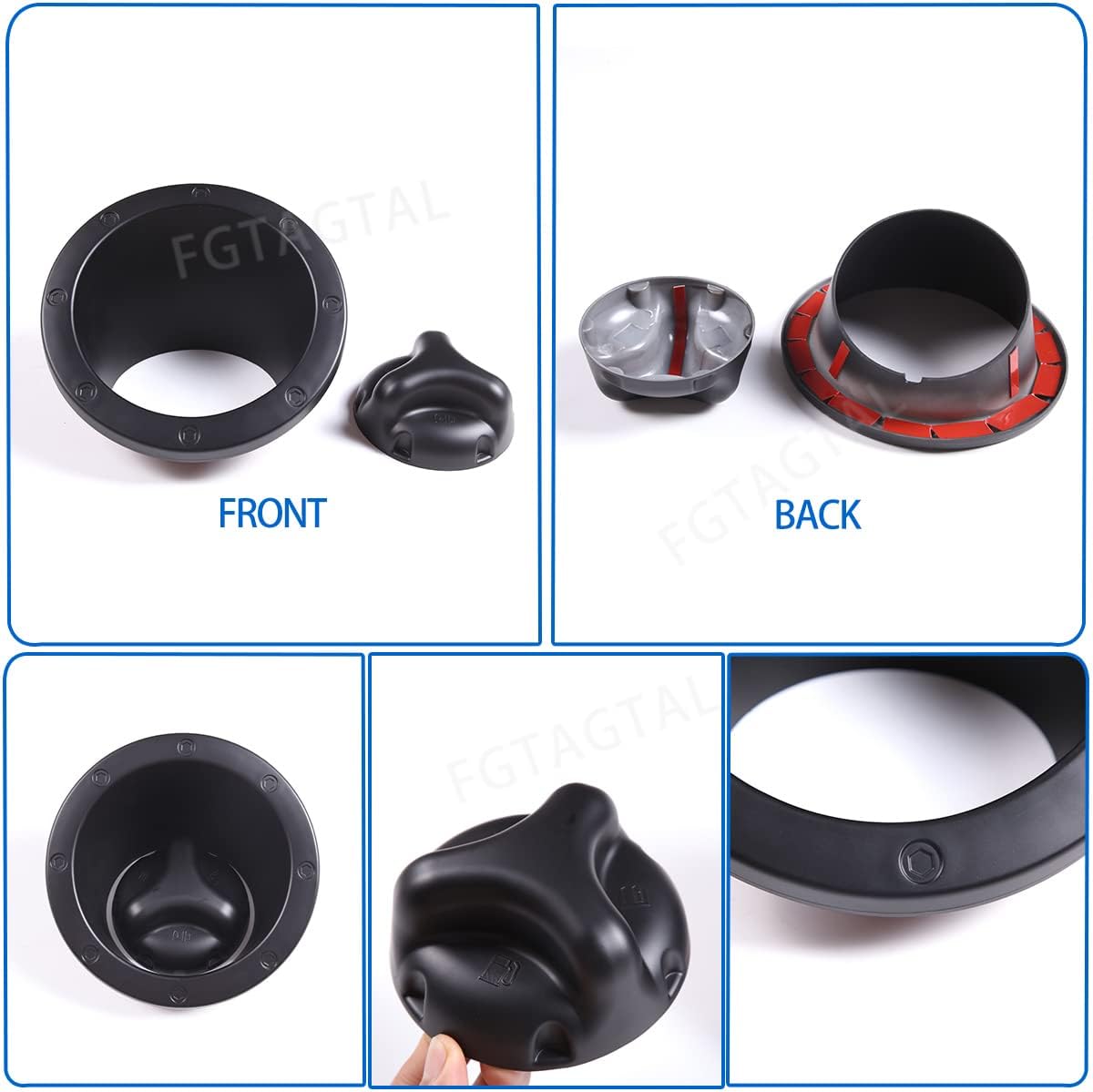 Gas Cap Fuel Filler Door Cover Compatible with Hummer H2 2003-2009, ABS Fuel Tank Cap Trim, Exterior Fuel Tank Cap Protector Trim Accessories, 2PCS (Matte Black)