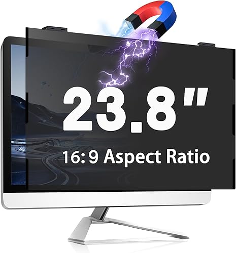 Miniatura 11 de Paquete de 2 pantallas magnéticas de privacidad para computadora de 24 pulgadas, protector de privacidad extraíble para colgar para monitor sin