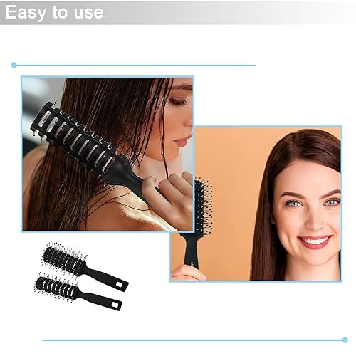 Miniatura 5 de YongXiangPeng Cepillo de pelo, 2 piezas de cepillo de ventilación profesional para espalda resbaladiza, cepillo antiestático desenredante para